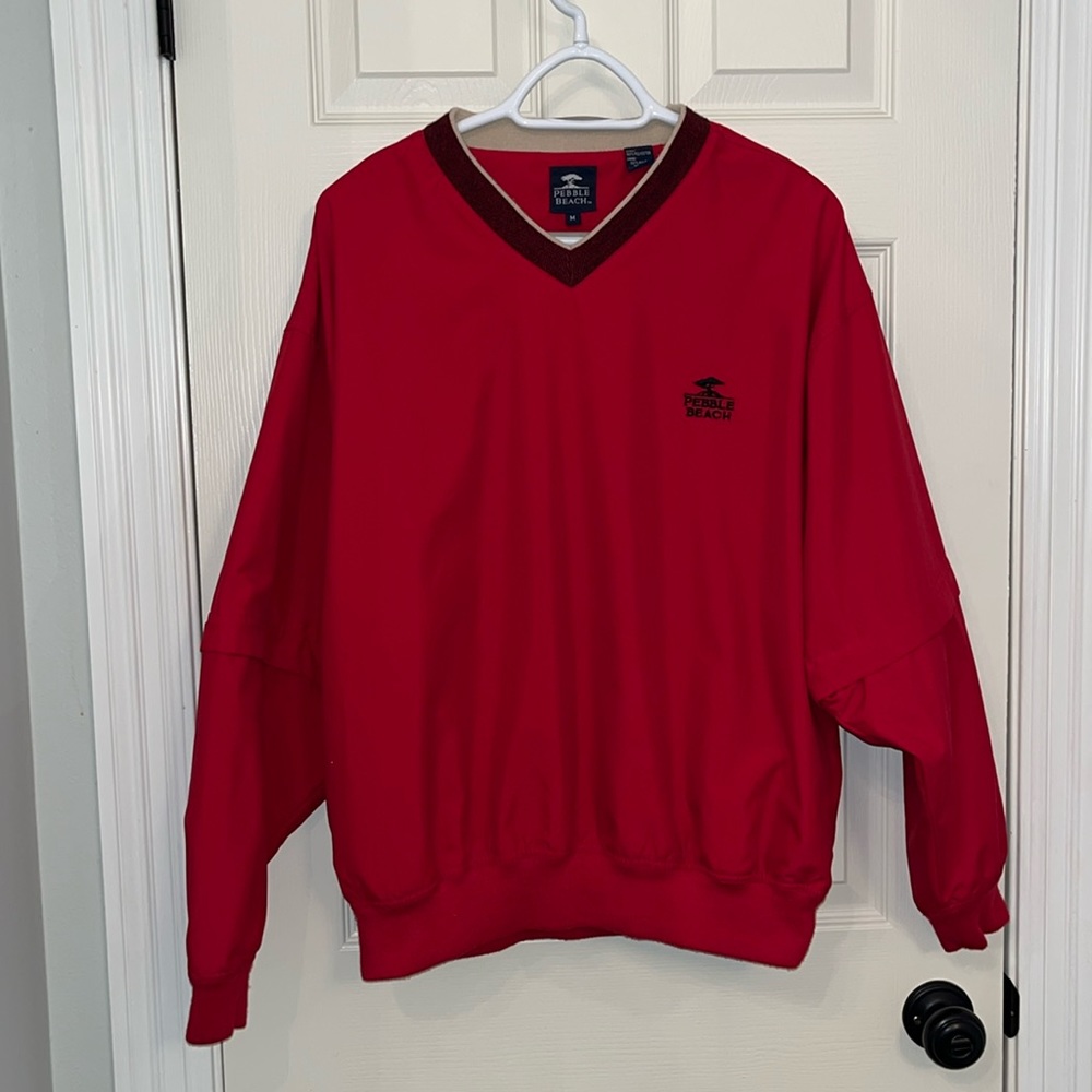 Pebble Beach Men’s Red Golf Pullover Sz‎ Medium Convertible Water Resistant